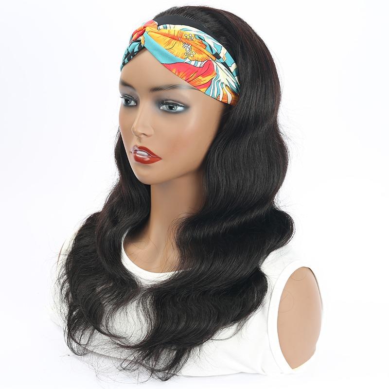 Headband Wig Body Wave Scarf Human Hair Wigs - HAB 