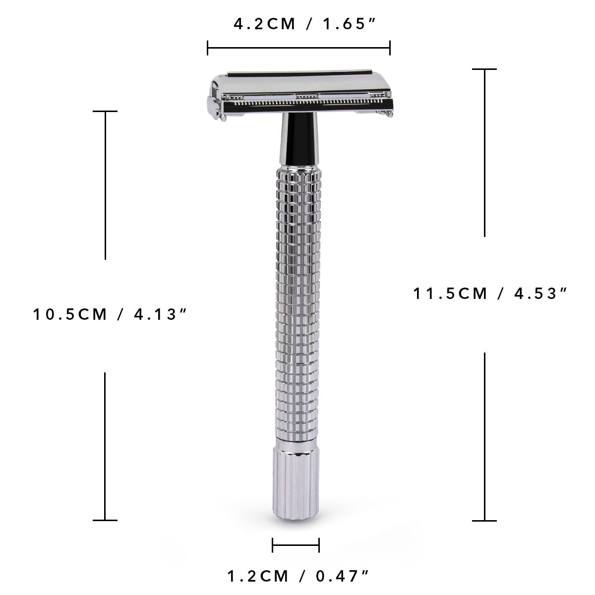 Qshave Double Edge Safety Razor Long Handle Butterfly Open Classic Safety Razor silver color, 1 Handle & 5 blades - HAB 
