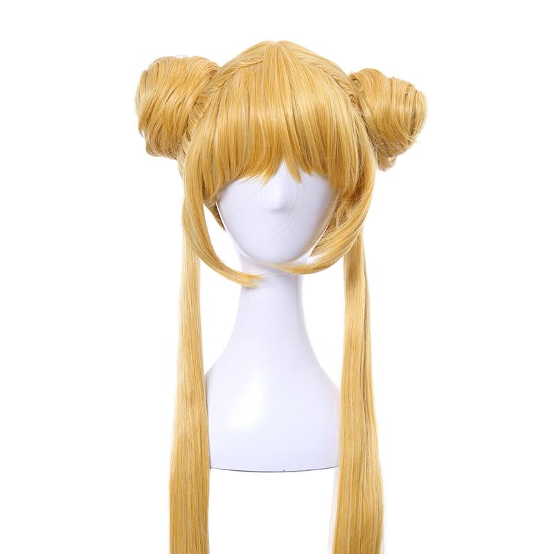 Sailor Moon Cosplay Wigs Super Long Blonde Wigs with Buns Heat - HAB 