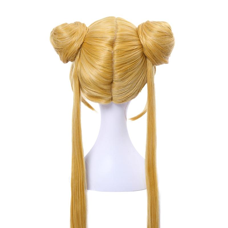 Sailor Moon Cosplay Wigs Super Long Blonde Wigs with Buns Heat - HAB 