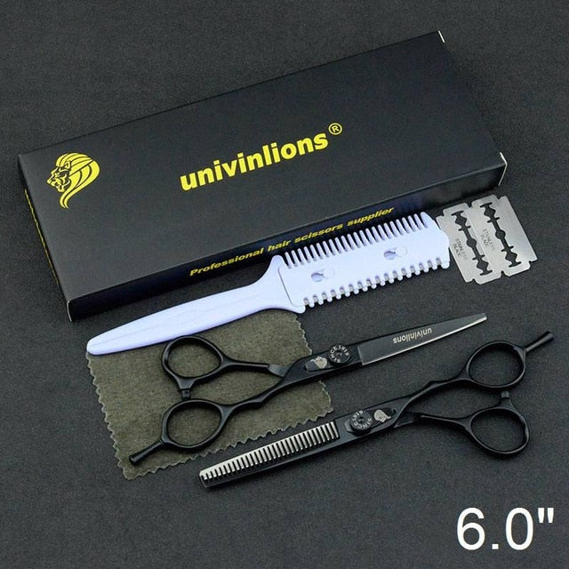 6" black hair scissors japanese razor hairdressing scissors barber hair clipper for salon hairstylist hair cutting shears kit - HAB 
