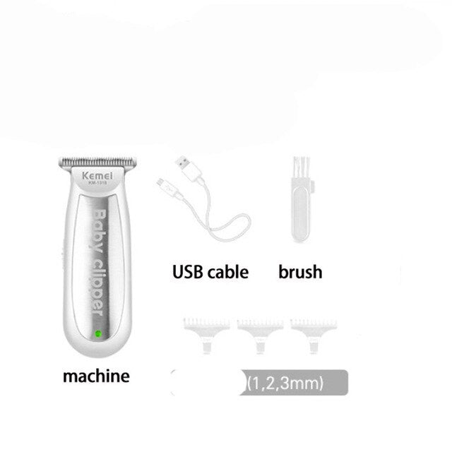 Kemei 1318 Baby Hair Clipper Infant Mini Electric Hair Trimmer Quiet USB Rechargeable Shaver Kids Haircut Beard Razor for Men - HAB 