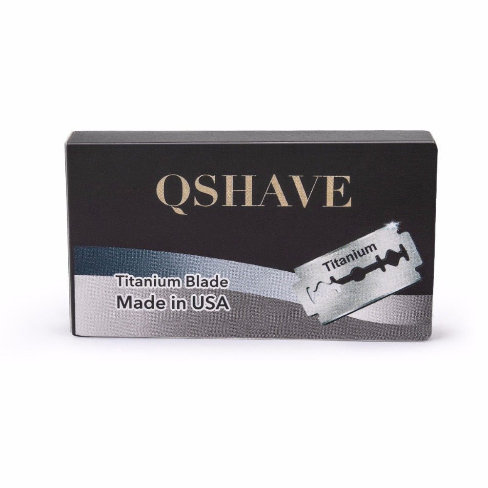 Qshave Double Edge Safety Razor Blade Straight Razor Titanium Blade Classic Safety Razor Blade Made in USA, 10 Blades - HAB 