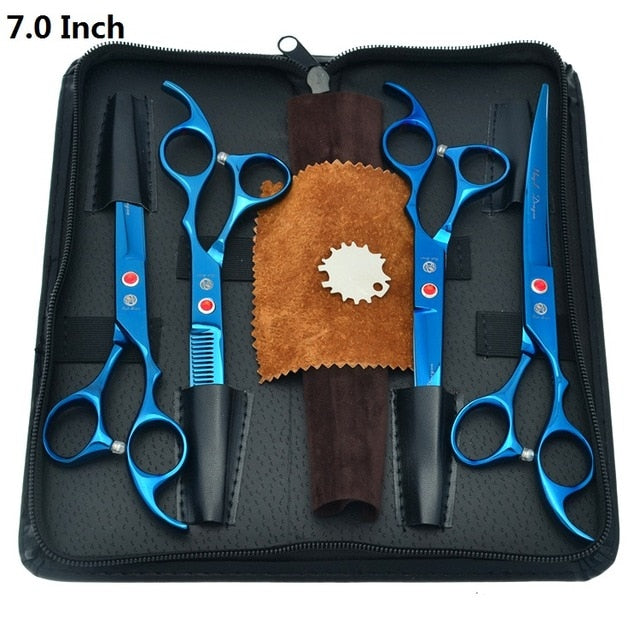Purple Dragon 7 inch High Quality Pet Grooming Scissors Set  Dogs Cutting Thinning Curved Shears Puppy Cat Clippers LZS0377 - HAB 