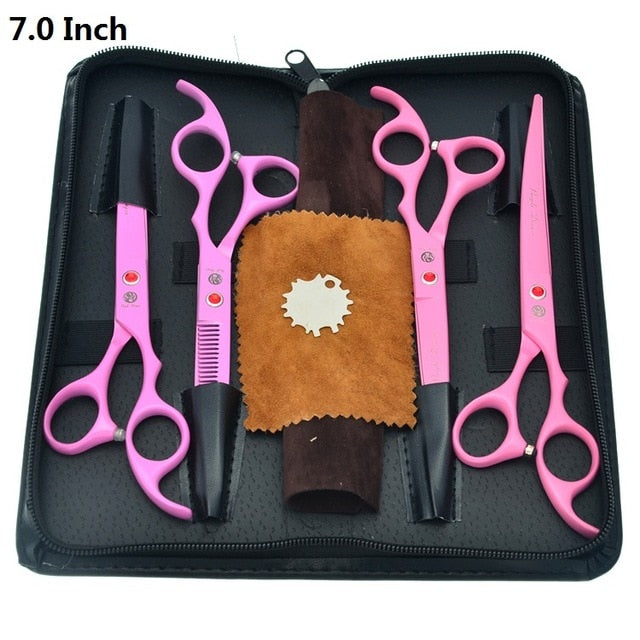 Purple Dragon 7 inch High Quality Pet Grooming Scissors Set  Dogs Cutting Thinning Curved Shears Puppy Cat Clippers LZS0377 - HAB 