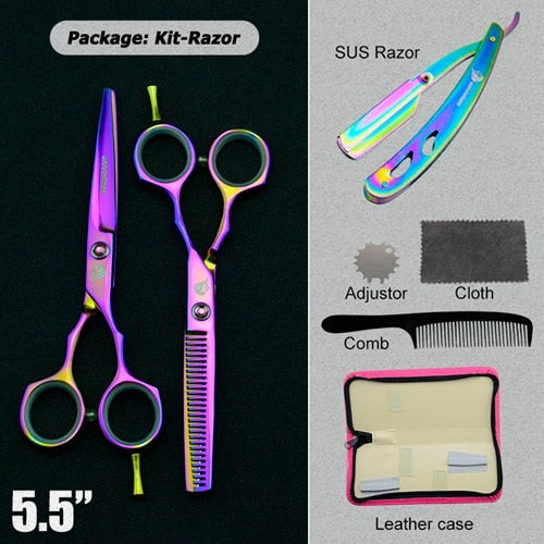 5.5" black hair scissors barber razor scissors hot scissors hair cut designs cheap hairdressing tools hair clipper kids scisors - HAB 