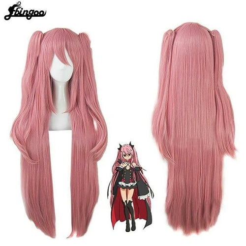 Krul Tepes Wig Pink Synthetic Cosplay Wig Double Ponytail Natural Long - HAB 