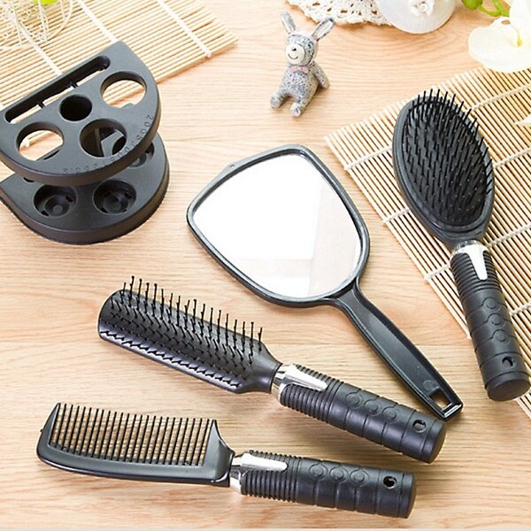 High Quality Plastic Salon Hair Comb And Mirror Set Hair Brush Massage Comb Mirror Holder Hairbrush Styling Tools - HAB 