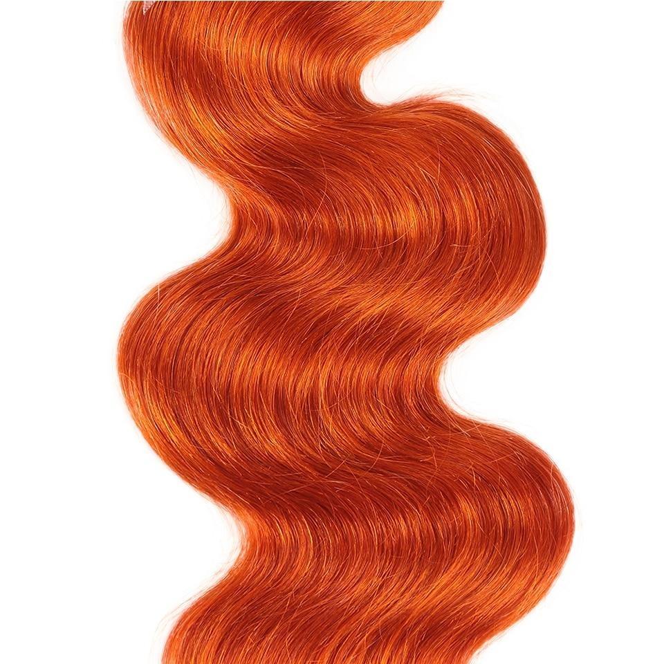 Beumax Blonde Body Wave Bundles With Closure Orange Brazilian Hair - HAB 