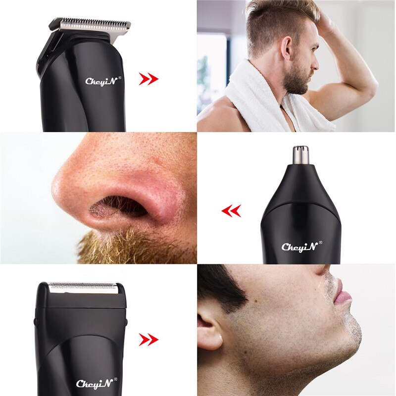 3 in 1 Electric Nose Hair Trimmer Cordless Hair Clipper Beard Trimmer Shaver Razor USB Rechargeable Haircut Cutting Machine 40 - HAB 
