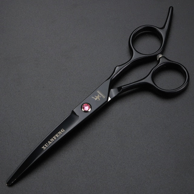6 inch Professional barber grooming kit cutting thinning scissors and curved pieces 4 pieces Black right-handed  Scissors Set - HAB 