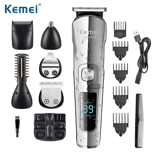 Kemei Professional Hair Trimmer Waterproof 6 in 1 Hair Clipper Electric Hair Cutting Machine Beard trimer Body Men Haircut - HAB 