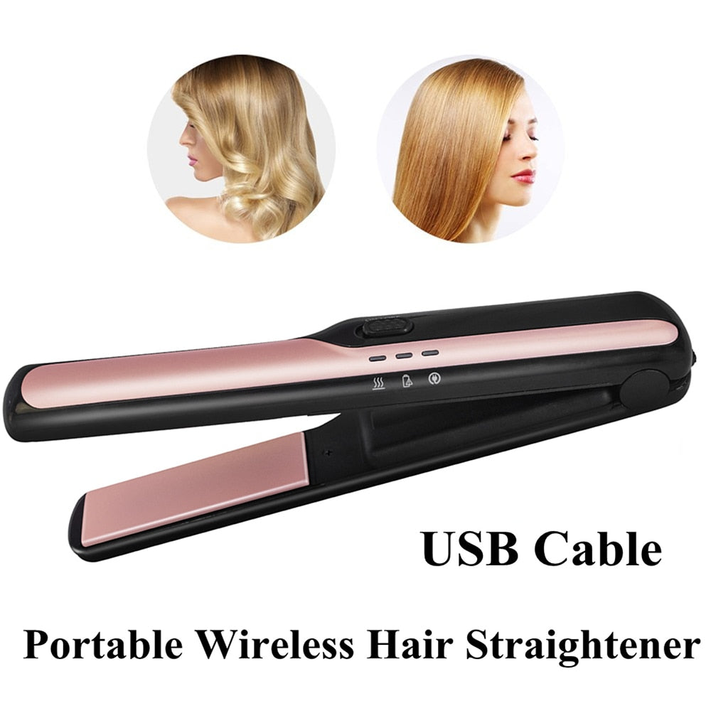 Cordless Hair Straightener Mini USB Hair Iron Straightening Styling Tools Hair Straight Styler Wireless Portable Flat Iron - HAB 