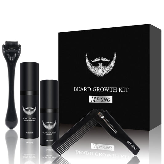 Beard Growth Kit Barber Hair Growth Enhancer Thicker Set Beard Growth Oil Serum Nourishing Leave-in Conditioner Beard Grow Set - HAB 