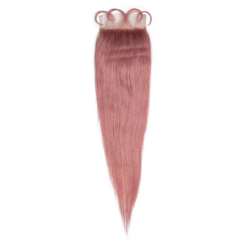Beumax Bundles With Closure Straight Pink Blonde Human Hair Bundles - HAB 