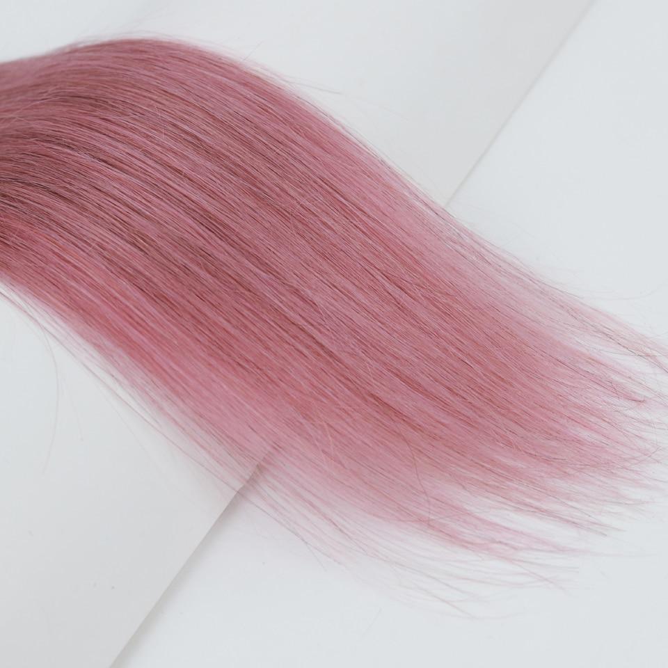 Beumax Bundles With Closure Straight Pink Blonde Human Hair Bundles - HAB 
