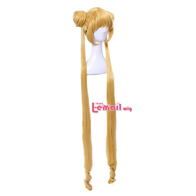 Sailor Moon Cosplay Wigs Super Long Blonde Wigs with Buns Heat - HAB 