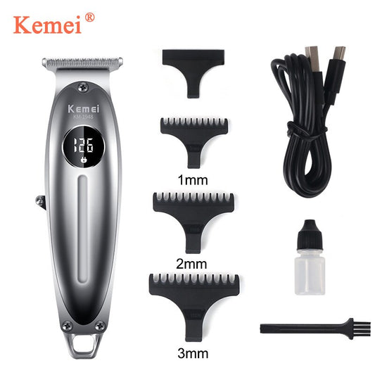 kemei New all-metal professional clipper for barber hair trimmer LCD Display men electric beard shaver 0mm hair cutting machine - HAB 
