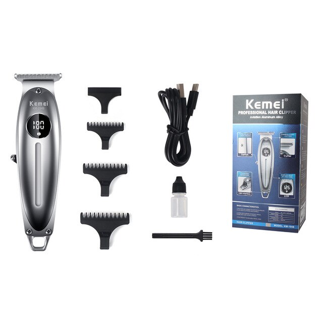 kemei New all-metal professional clipper for barber hair trimmer LCD Display men electric beard shaver 0mm hair cutting machine - HAB 