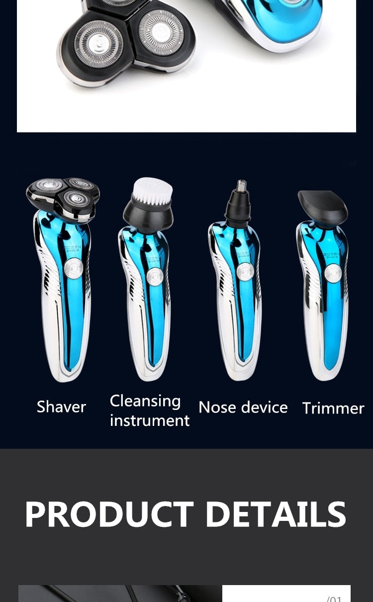 New Electric Shaver Washable Rechargeable Electric Razor Shaving Machine for Men Beard Trimmer Wet-Dry Dual Use - HAB 