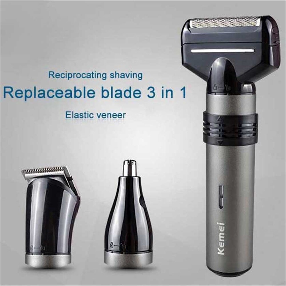 Kemei KM-1210 Electric Shaver 3 In 1 Multifunctional Reciprocating Razor Barber Nose Trimmer Device Men Face Shaving Machine - HAB 