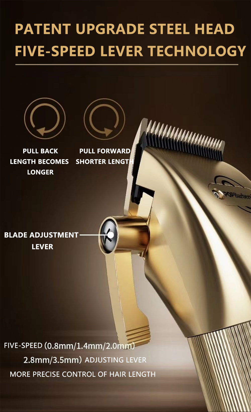 Professional Clippers Men Hair Trimmer Carving Cutting Golden Shaver Cordless Machine Electric Clipper Barber Shop Accessories - HAB 