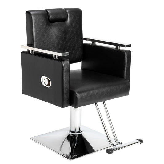 Barber Chair Reclining Haircut Chair Square Base Hairdressing Chair Beauty Salon Chair Black US warehouse in Stock - HAB 