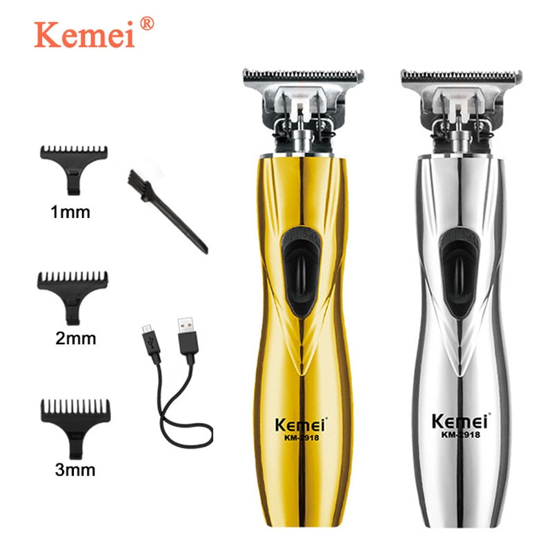 Kemei New Professional Cordless Hair Trimmer Hollow Design Carbon Steel Blade Hair Clipper Edge Cutting Hair Trimming Machine - HAB 