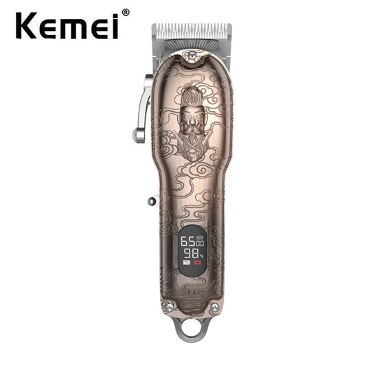 Kemei Professional Rechargeable Hair Clipper for Barber 10W Powerful 2500mAh Li-on Battery Cordless/Corded Bronze Embossed Body - HAB 