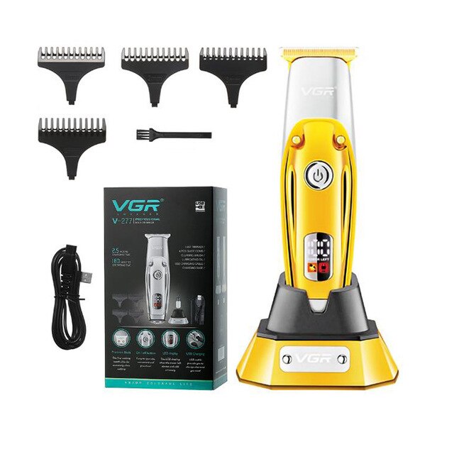 vgr electric hair trimmer cordless rechargeable hair clipper haircut beard trimmer 10W oil head clipper white metal LED oil head - HAB 
