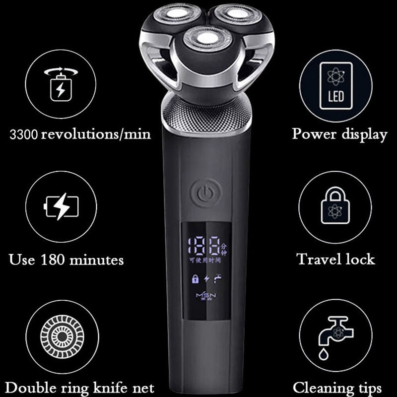 Xiaomi Electric shaver for men razor bald haircut hair trimmer wet and dry beard razor can be washed 8W power automatic cleaning - HAB 