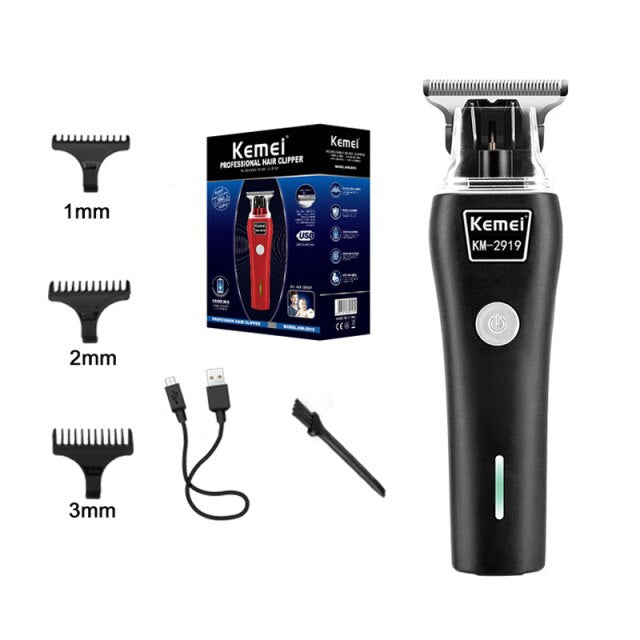 Kemei 2021 New Professional Cordless Hair Clipper T-Outliner Trimmer Shaver Cutting Machine Carbon Steel Blade Hair Clippers - HAB 