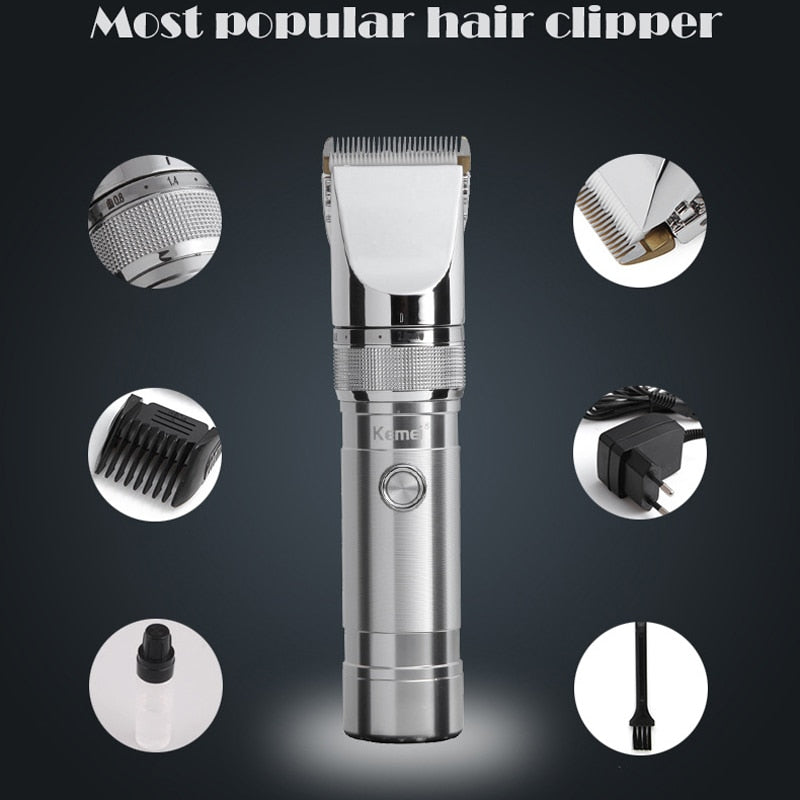 Kemei 9801 Rechargeable Hair Clipper Professional Hair Trimmer Men Electric Razor Barber Cutting Beard Trimmer Shaving Machine - HAB 