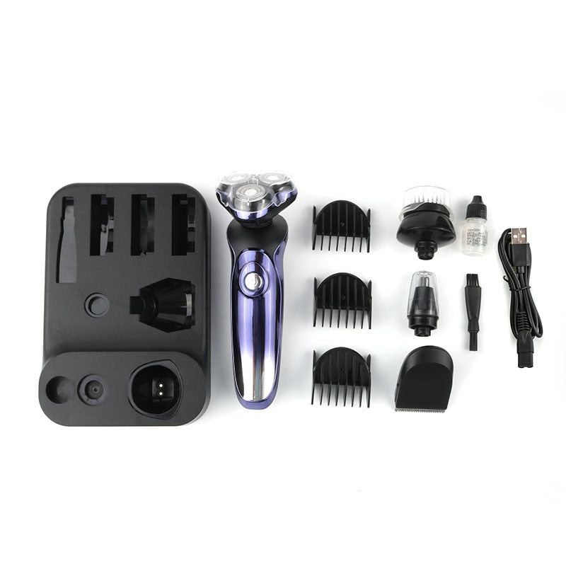 Wet Dry Electric Shaver for Men Beard Nose Sideburns Hair Trimmer Electric Razor Rechargeable Shaving Machine LCD Display Kit - HAB 