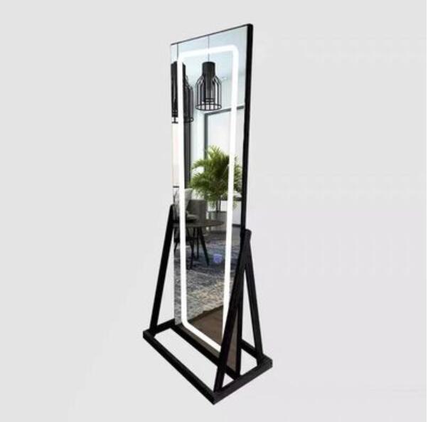 LED net red hairdressing mirror table barber shop special mirror simple cabinet one hair salon single-sided floor mirror - HAB 