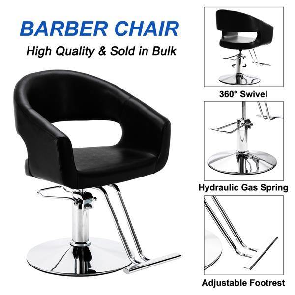 US Warehouse HC184B High-End Hair Salon Barber Chair Classic Volume of The Back Chair Black In Stock - HAB 