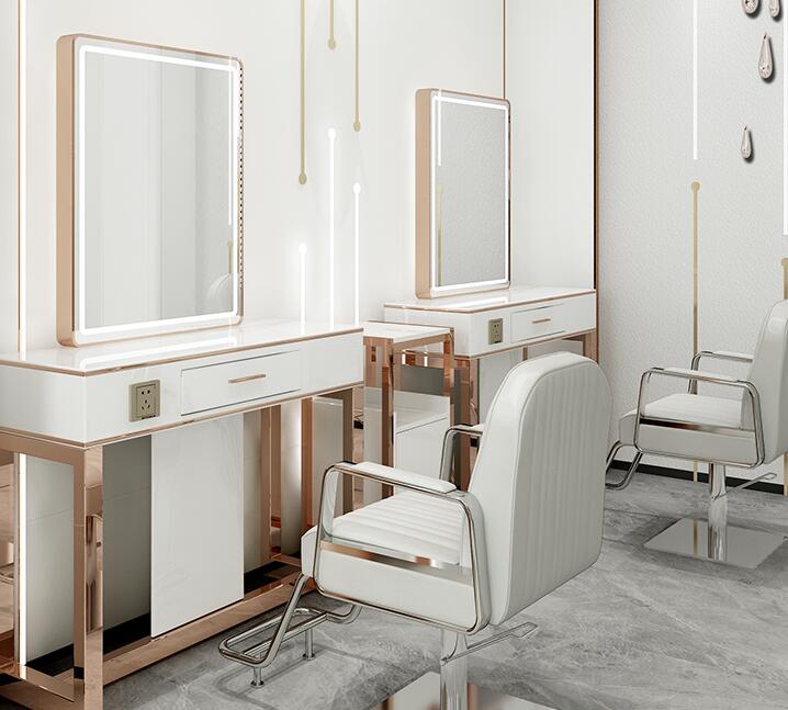 Barber shop mirror table hairdressing shop mirror cabinet integrated hair salon special photo studio makeup mirror - HAB 