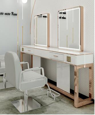 Barber shop mirror table hairdressing shop mirror cabinet integrated hair salon special photo studio makeup mirror - HAB 