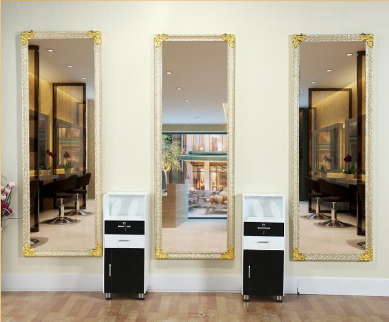 Hairdressing mirror table Barber shop mirror Hair salon mirror Floor mirror Single frame makeup mirror table - HAB 