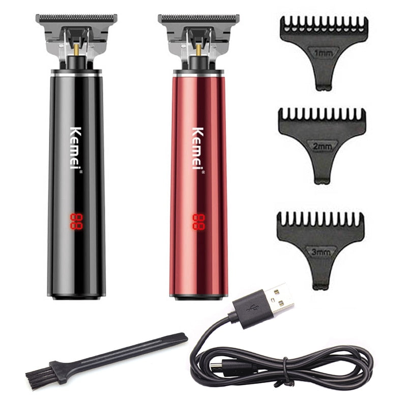 Original LCD display powerful kemei hair trimmer men electric beard trimmer rechargeable hair clipper for finishing outlining - HAB 