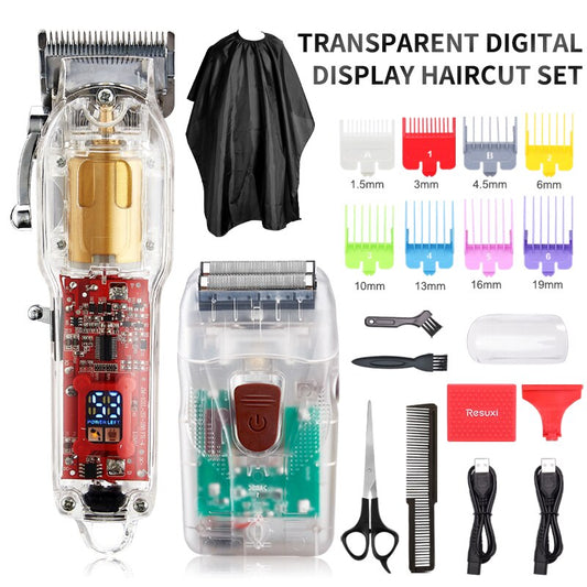 2021 New Model Rechargeable Hair Cutting Machine Hair Clippers Trimmer Transparent Cover White Or Red Base 6500rpm - HAB 
