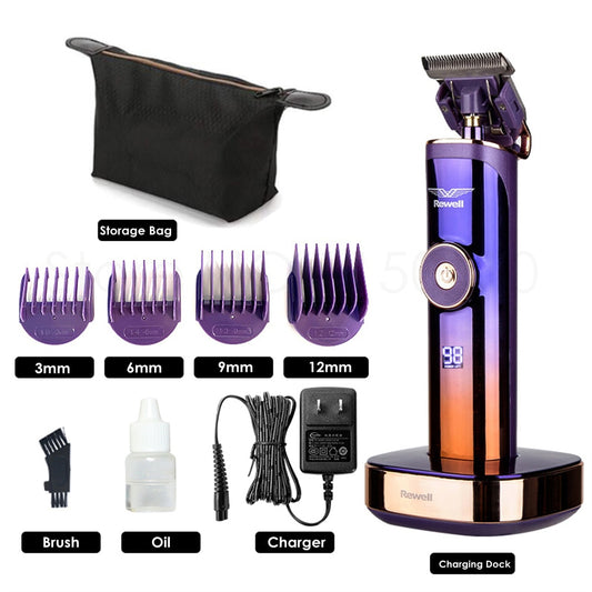 Professional Barber Hair Clipper Titanium Blade Cutter V325 LCD Rechargeable Hair Trimmer Men Barber Adjustable Haircut Machine - HAB 
